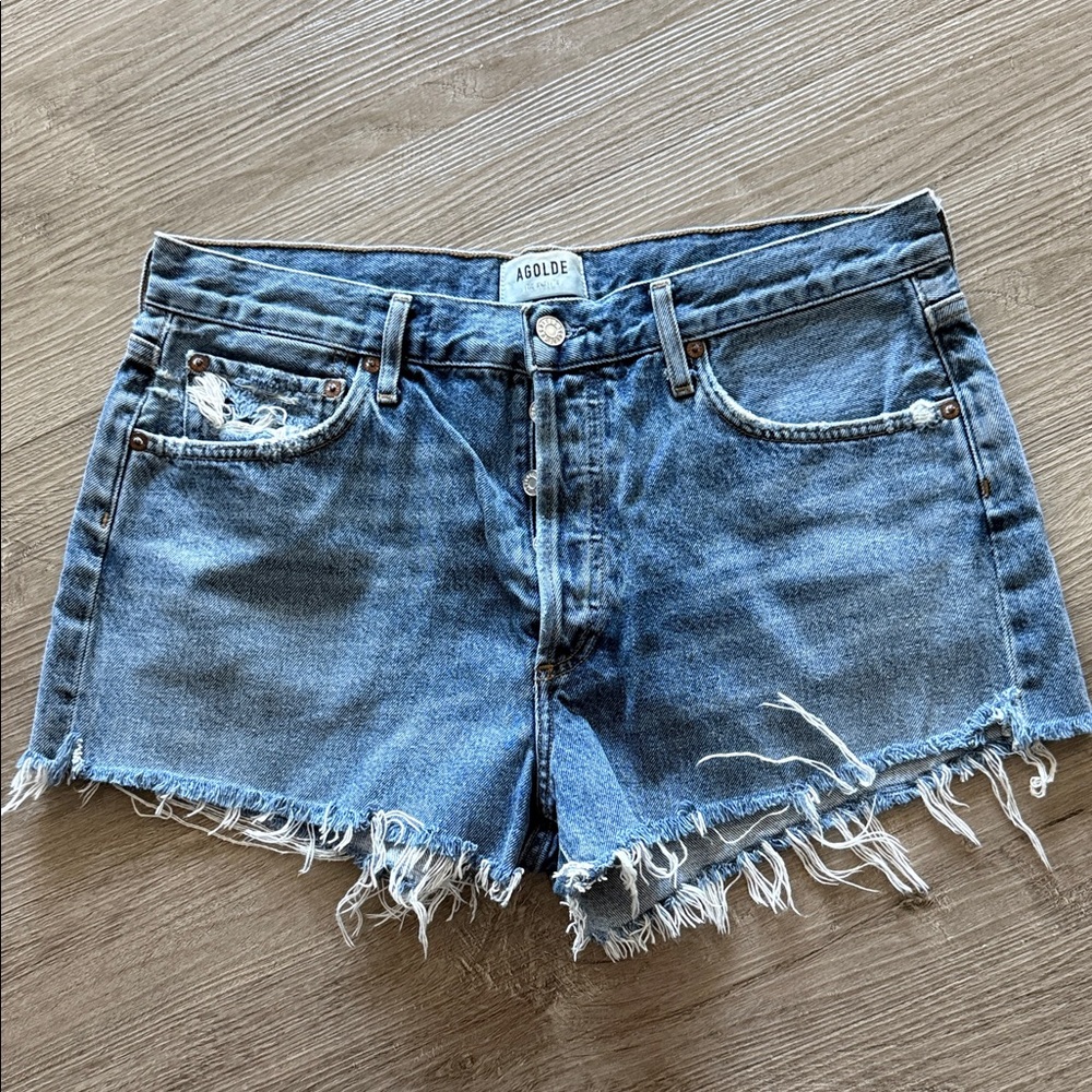 Agolde Distressed “Parker” Jean Shorts